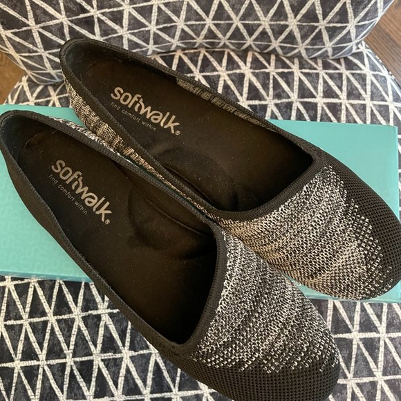 Softwalk Black & White Ballet Flats with Arch Support Women's 8.5W New in Box - Picture 2 of 6